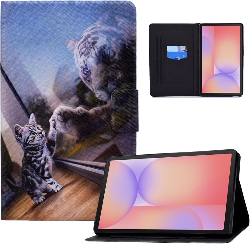 LSPCASA غلاف لـ Samsung Galaxy Tab S10 Lite مقاس 10.9 بوصة 2025 غلاف SM-X400 SM-X406B حافظة قابلة للطي من جلد PU لـ Samsung Galaxy Tab S10 Lite مع حامل وفتحات بطاقات - غلاف جهاز لوحي محفظة - قط ونمر - Image 1