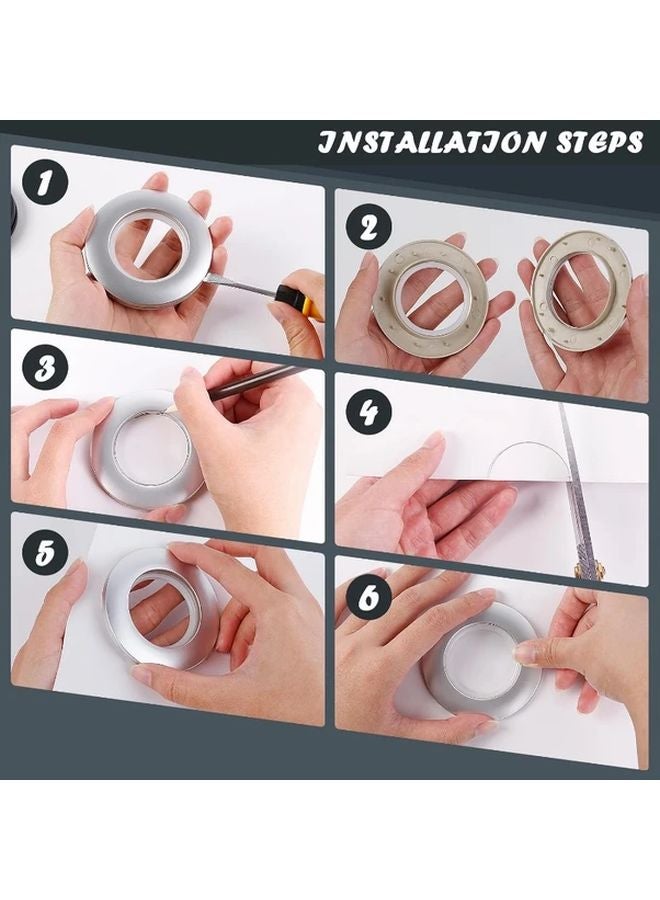 48Pcs Silvery Curtain Grommets Low Noise Round Plastic Rings DIY Roman Curtain Eyelets - Image 5