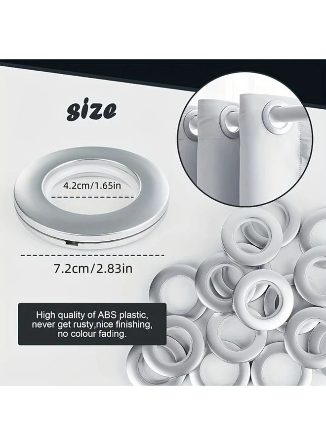 48Pcs Silvery Curtain Grommets Low Noise Round Plastic Rings DIY Roman Curtain Eyelets - Image 4