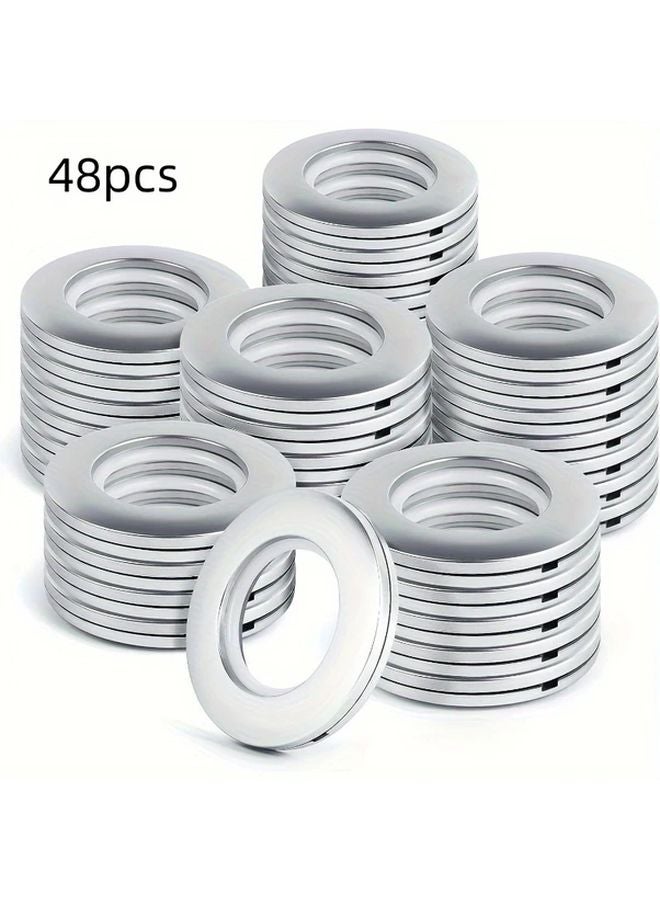 48Pcs Silvery Curtain Grommets Low Noise Round Plastic Rings DIY Roman Curtain Eyelets - Image 1