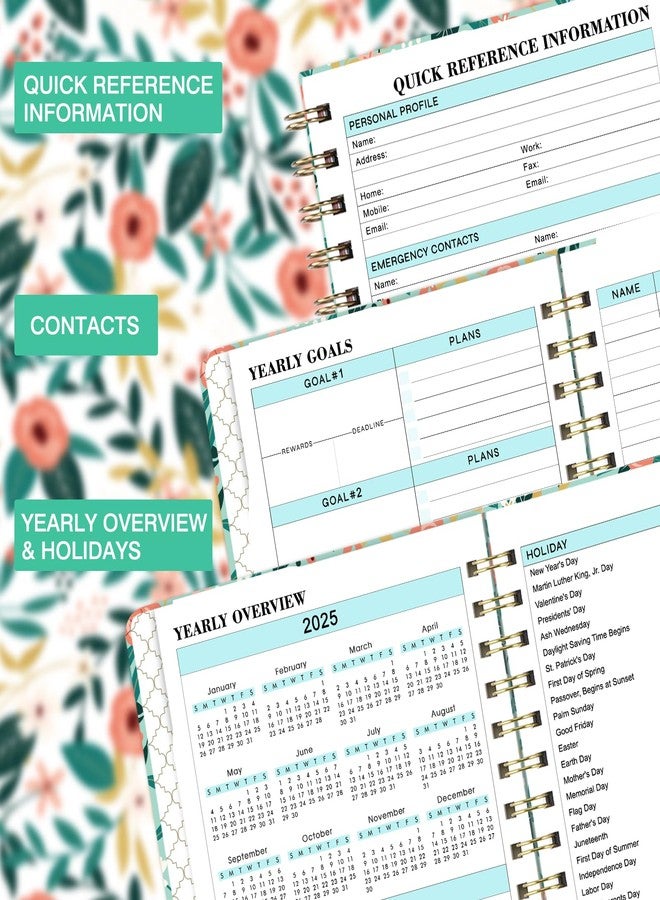 Feteulo 2025 Planner - 2025 Calendar/Planner Weekly and Monthly, JAN 2025 - DEC 2025, 6.3'' x 8.4'', Calendar 2025 Planner with Special Weekly Page, Green Ink Pages, Colorful Monthly Tabs, Back Pocket - Image 5