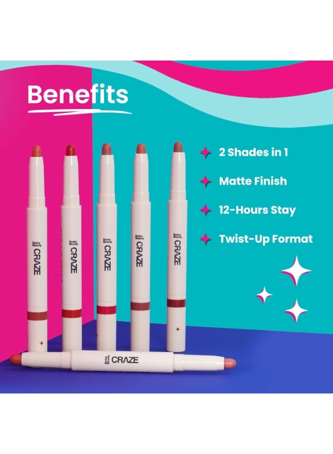 سويس بيوتي أحمر شفاه سويس بيوتي كريز ديو غير قابل للتغيير | لونان للشفاه يدومان طويلًا بلمسة نهائية ساتانية مطفية | اللون: لون طبيعي نهائي، ٢ غرام - Image 4