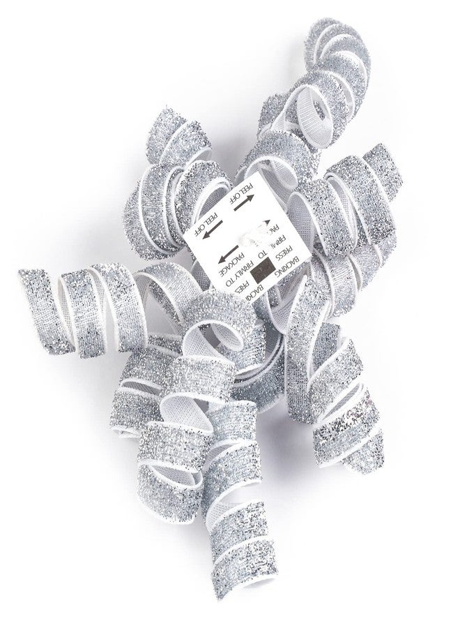 WRAPAHOLIC 6 Pcs Christmas Curly Bows - Silver Design Self-Adhesive Burst Bow, Perfect for Christmas, Birthday, Holiday, Party Favors Decorations - Image 2