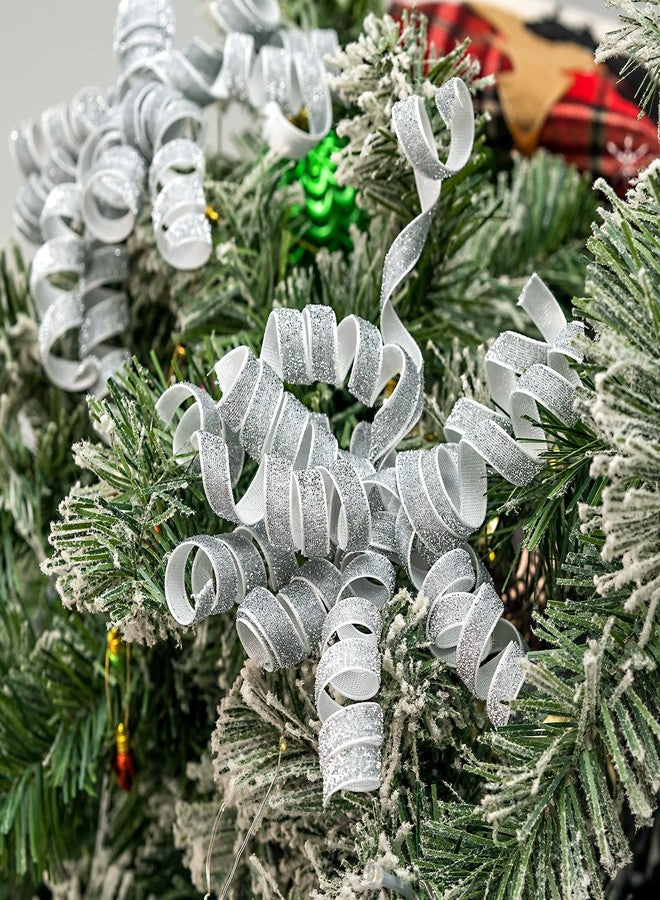 WRAPAHOLIC 6 Pcs Christmas Curly Bows - Silver Design Self-Adhesive Burst Bow, Perfect for Christmas, Birthday, Holiday, Party Favors Decorations - Image 5