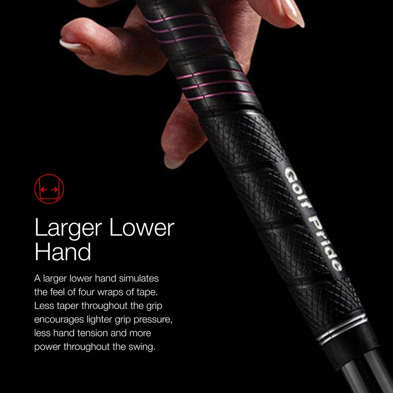 Golf Pride CP2 Wrap Golf Club Grip - Classic Wrap Grip with High-Tack Soft Rubber for Comfort & Control - Less Tension & More Power with Plus4 Technology - Standard - Black - Image 5