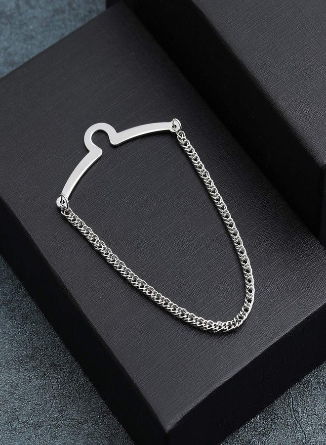 JOVIVI 2pcs Set Men's Silver Golden Necktie Tie Clips Link Chain Cravat Collar Pins Brooch w/Box - Image 5