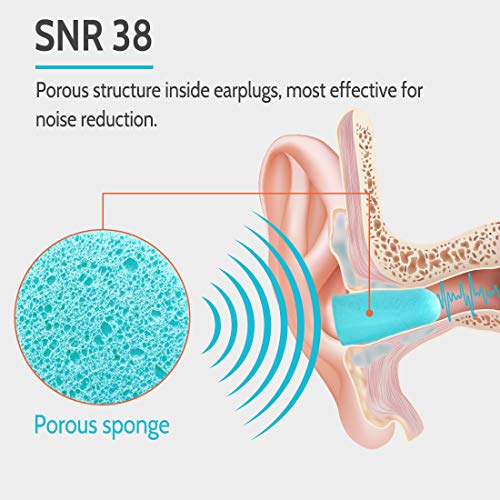 LYSIAN Ultra Soft Foam Earplugs for Sleep, 38dB SNR Noise Cancellation Ear Plugs Hearing Protection for Sleeping, Work, Travel & Loud Events - 60 pairs - Lake Blue - Image 3