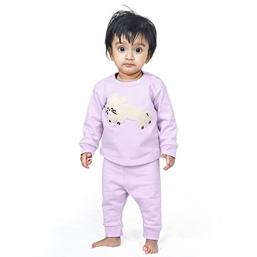 ARIEL Cotton Printed Clothing Sets For Baby Boys & Girls - Unisex Clothing Sets Full Sleeve T-Shirt & Pant (Prpl Cat_2-3 Years), Purple - Image 3