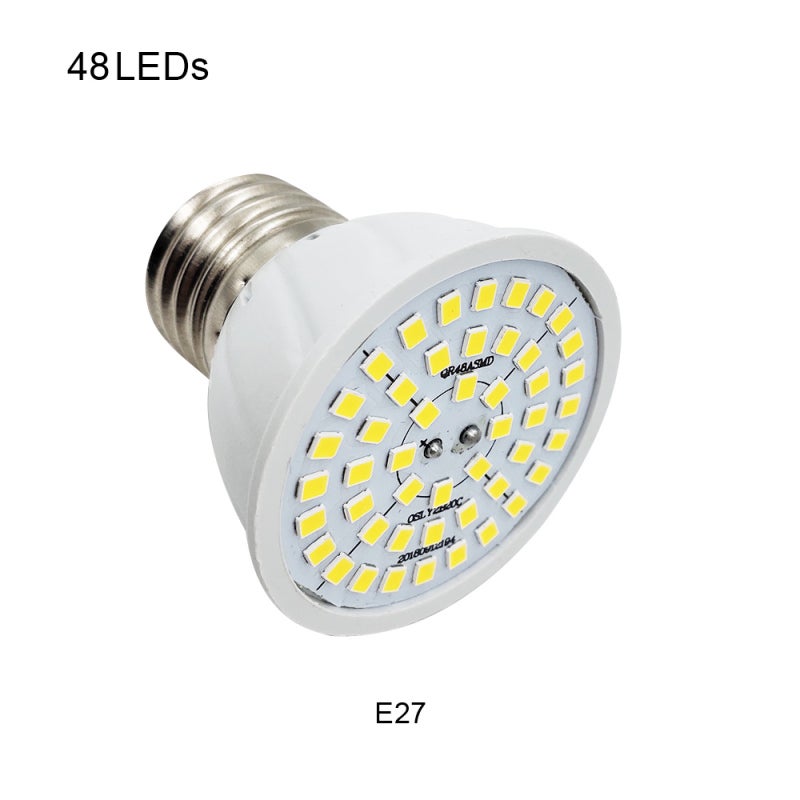 LED Bulb E27 48SMD Energy-Efficient Spotlight Lighting - 180° Wide Beam Angle Warm White Light for Home Indoor Lighting - Image 1