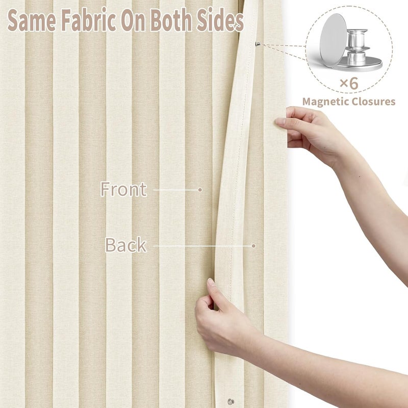 Vatge - Curtains for Bedroom Closet, Sliding Door Curtains for Access Privacy, 1 Panel with Tape, 52" x 78", Butter Cream - Image 4