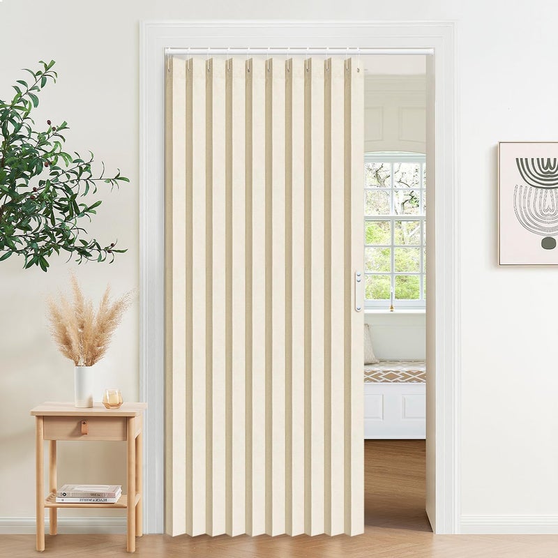 Vatge - Curtains for Bedroom Closet, Sliding Door Curtains for Access Privacy, 1 Panel with Tape, 52" x 78", Butter Cream - Image 1