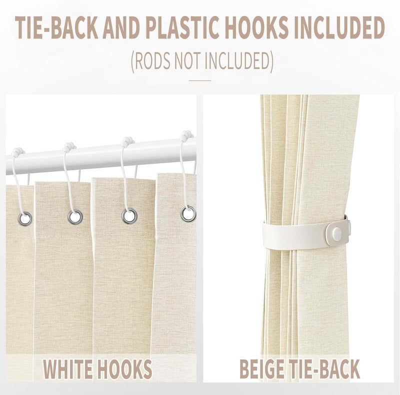 Vatge - Curtains for Bedroom Closet, Sliding Door Curtains for Access Privacy, 1 Panel with Tape, 52" x 78", Butter Cream - Image 3