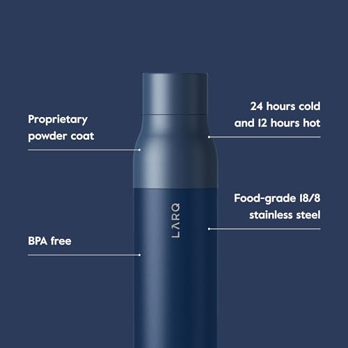 LARQ Twist Top 17 oz - Insulated Stainless Steel Water Bottle | BPA Free | Reusable for Camping, Office, and Travel | Keep Drinks Cold and Hot, Monaco Blue - Image 3