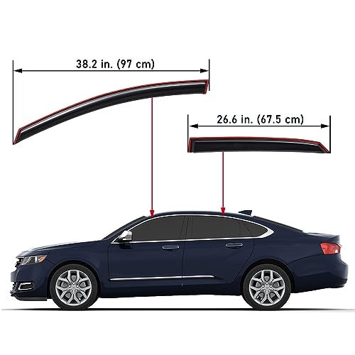Lightronic Extra Durable Clip-on in-Channel Auto Vent Window Visor, Fit 2014-2020 Chevrolet Impala (EXCLUDES 2014-2016 Impala Limited), UV Protection Rain Guard, Original Wind Deflector, Smoke, 4Pcs - Image 2
