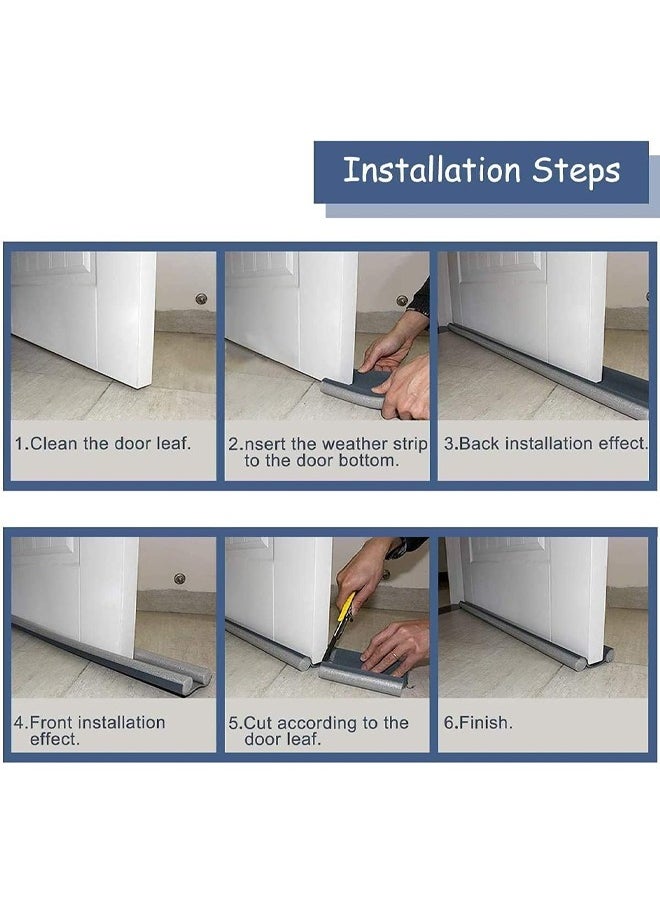 Door Draft Stopper, 30'' to 38'' Under Door Draft Blocker Window Breeze Blocker, Noise Sound Light Smell Blocker for Doors and Windows (Gray)