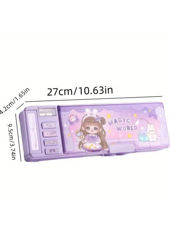 Storio Magical World Password Lock Double Sided Compass Box for Kids, Pencil Case for Boys & Girls, Aesthetic Stationary Items, Themed Pencil Case Return Gifts - Image 3