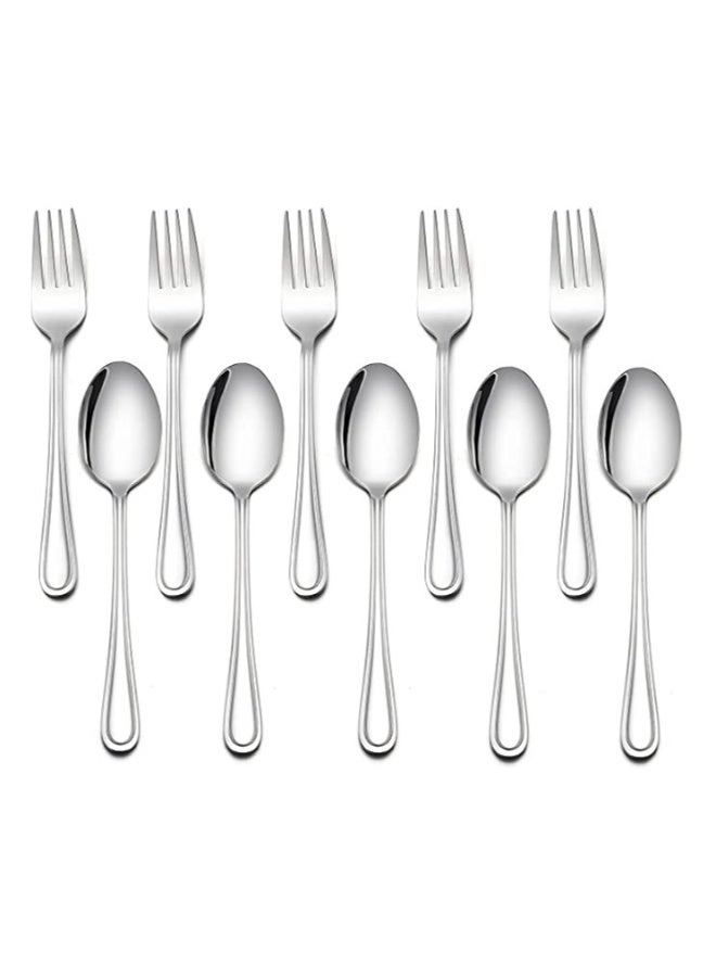 Children Silverware Set, 10 Pieces Kids Forks, and Spoons Silverware Set, Stainless Steel Toddler Utensils Flatware Set, Child Cutlery Set for Home Preschools Outdoor Dinner Travel, Dishwasher Safe