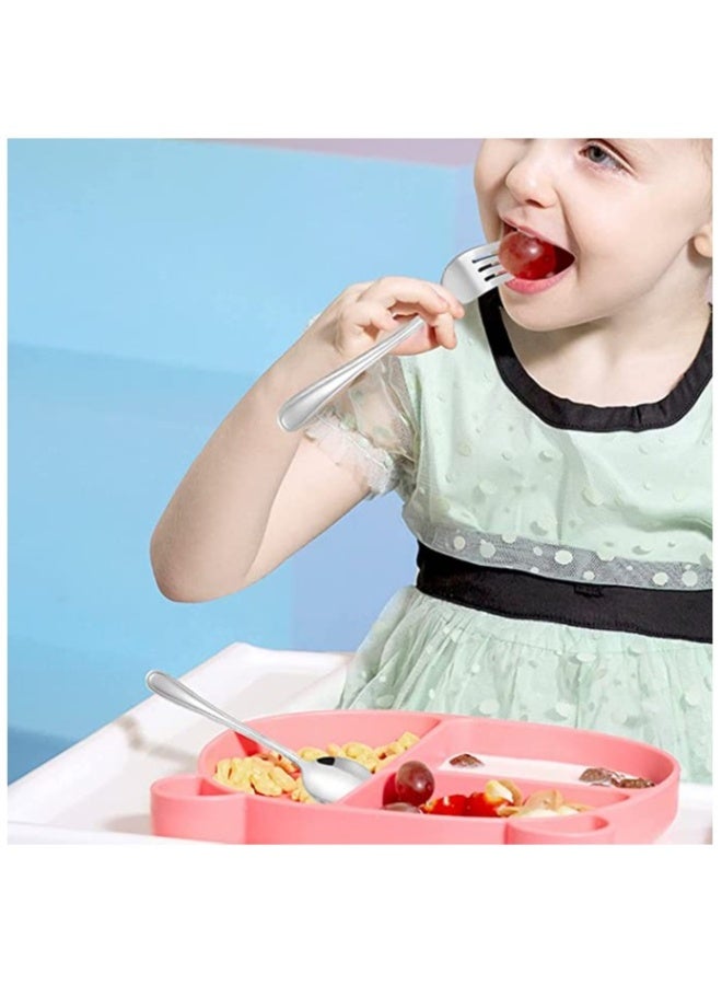 Children Silverware Set, 10 Pieces Kids Forks, and Spoons Silverware Set, Stainless Steel Toddler Utensils Flatware Set, Child Cutlery Set for Home Preschools Outdoor Dinner Travel, Dishwasher Safe