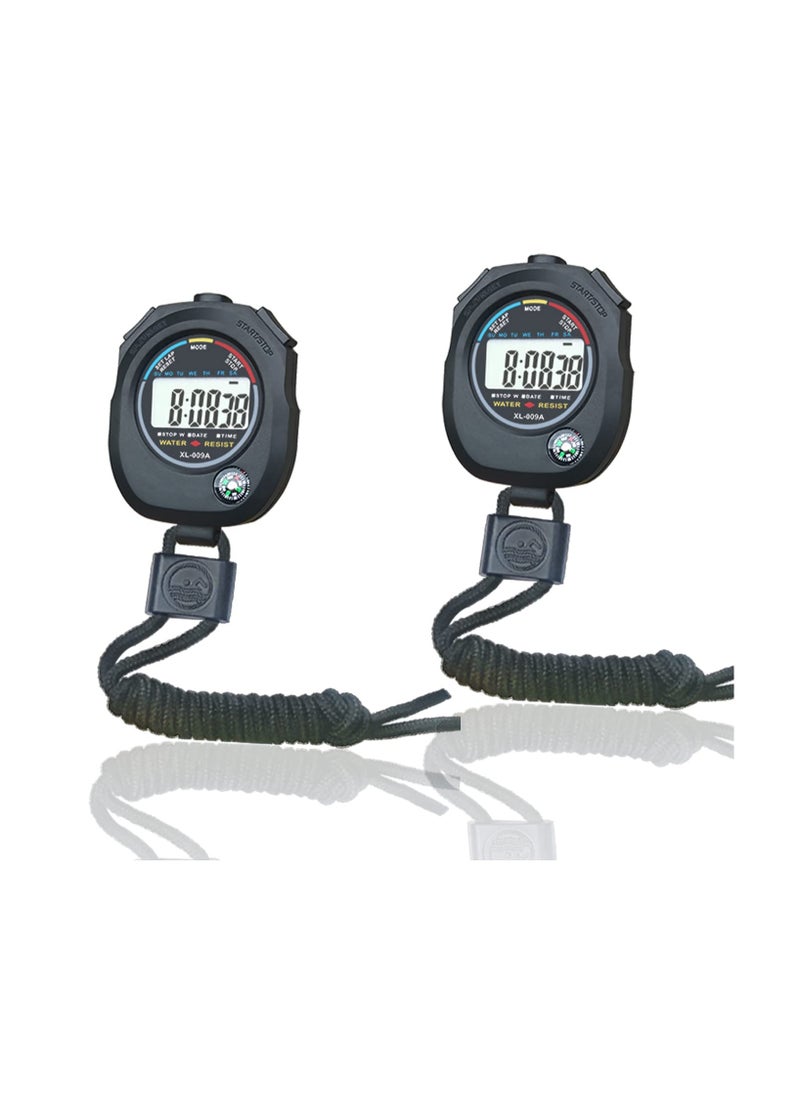 SYOSI Digital Stopwatch, Large Lcd Screen Handheld Count Up Timer With Time Calendar Clock Function, Suitable For Sports Coaches Fitness Coaches And Referees  - Image 1