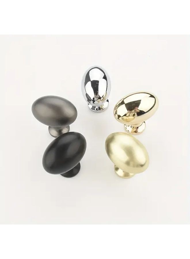 10 Pack Bright Golden Oval Aluminum Cabinet Knobs for Drawer Wardrobe Door Hardware - Image 1