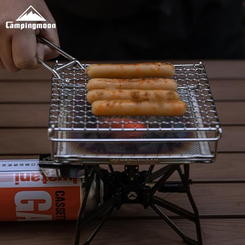 camping moon محماص خبز التخييم Campingmoon قابل للطي موقد تخييم محماص غاز نار شواية BBQ محمولة من الفولاذ المقاوم للصدأ 304 مع شوكة شبكية مضادة للحروق - Image 3