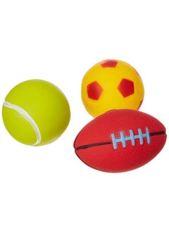RATNA'S Squeezy Toys Sports Ball Mix 3 Pcs Pack For Infants. The Sweet Musical Sound Of The Squeezy Toy Makes Kids Happy And Makes Their Childhood Fun Filled  - Image 1