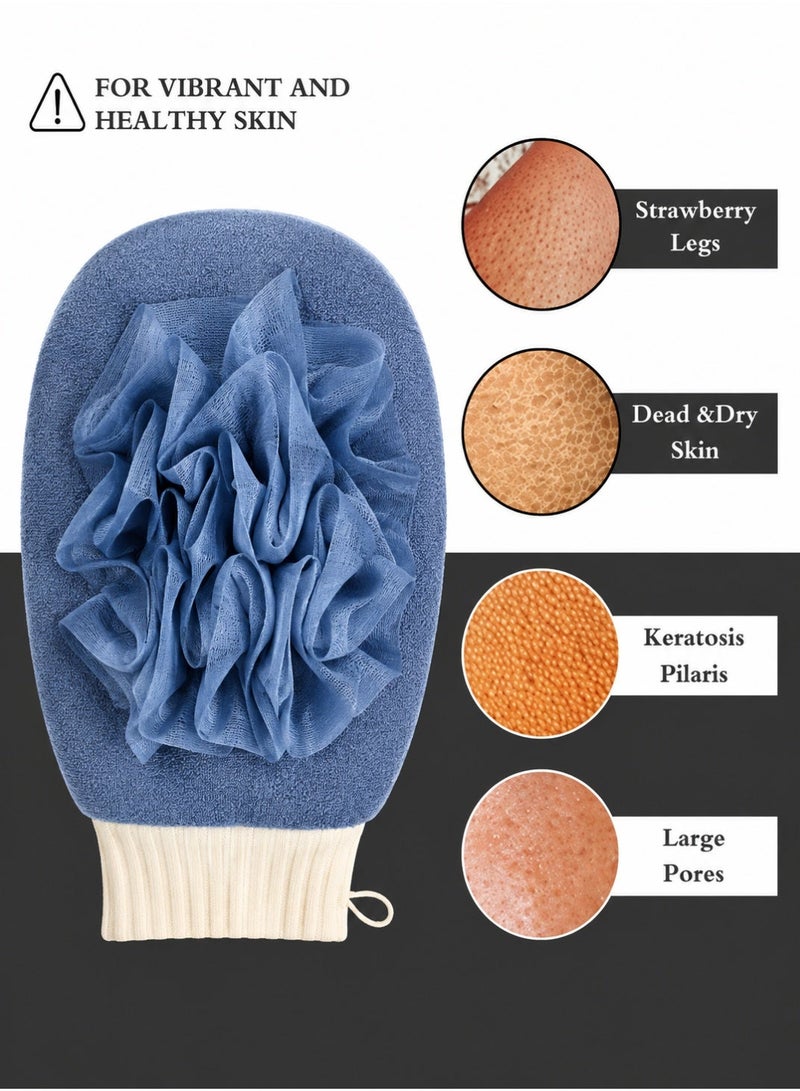 ARSTID A two-sided exfoliating and cleansing body scrubber consisting of an exfoliating glove and a cleansing sponge. - Image 4