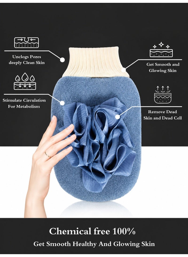 ARSTID A two-sided exfoliating and cleansing body scrubber consisting of an exfoliating glove and a cleansing sponge. - Image 3