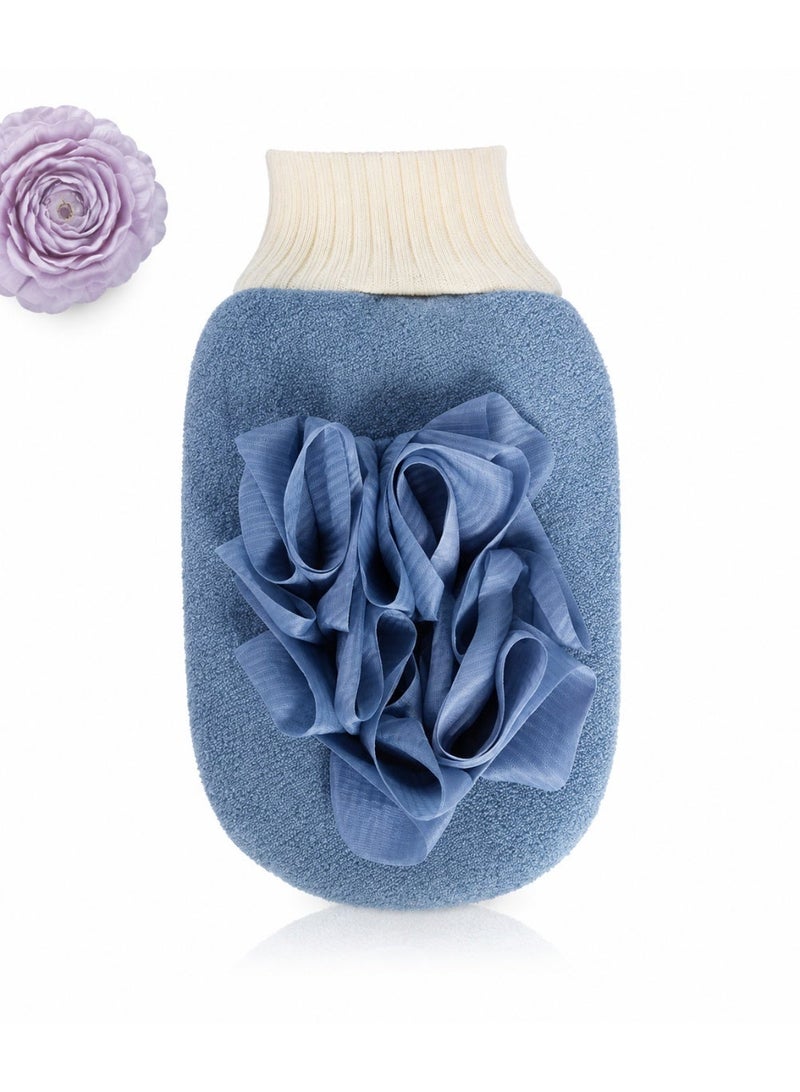 ARSTID A two-sided exfoliating and cleansing body scrubber consisting of an exfoliating glove and a cleansing sponge. - Image 2