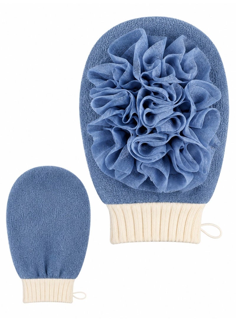 ARSTID A two-sided exfoliating and cleansing body scrubber consisting of an exfoliating glove and a cleansing sponge. - Image 1