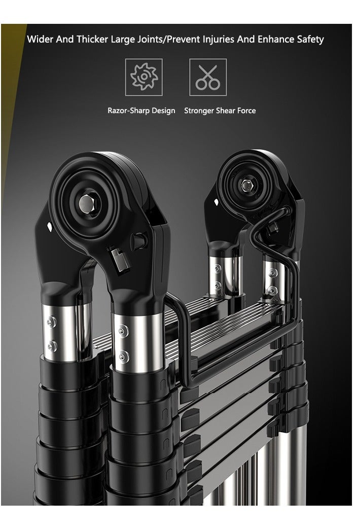 OASIS DESERT The Multi-Functional Stainless Steel Telescopic Ladder Is Foldable And Comes With A Portable And Compact Anti-Slip Device. It Is Suitable For Indoor Or Outdoor Use (1.7m + 1.7m = 3.4m) - Image 5