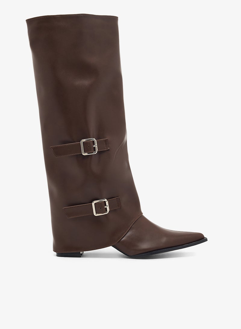 Ginger Block Heel Foldover Boots - Image 1