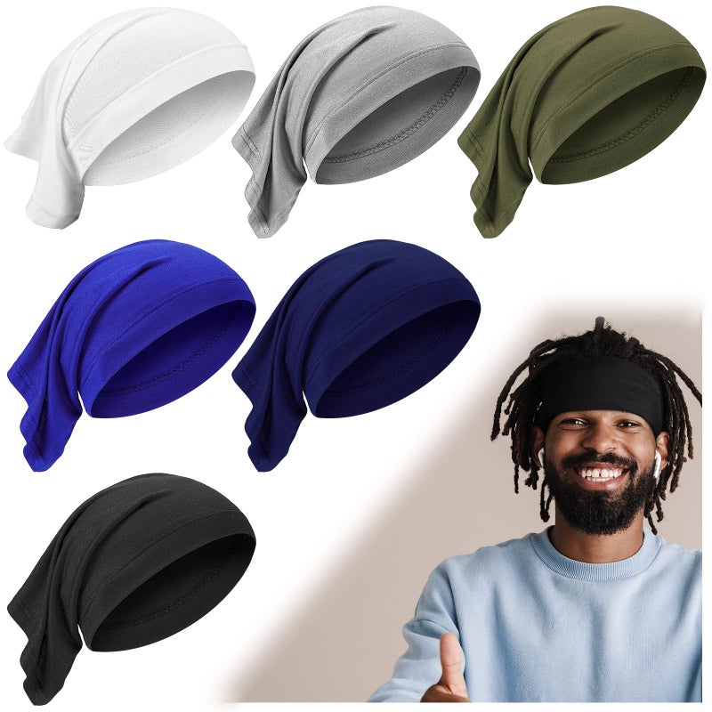 SATINIOR 6 Pcs Spandex Dreadlock Cap Dreadlock Tube Bands Unisex Men Women Elastic Hair Dreads Head Wraps Headbands for Dreads Accessories, 6 Colors - Image 1