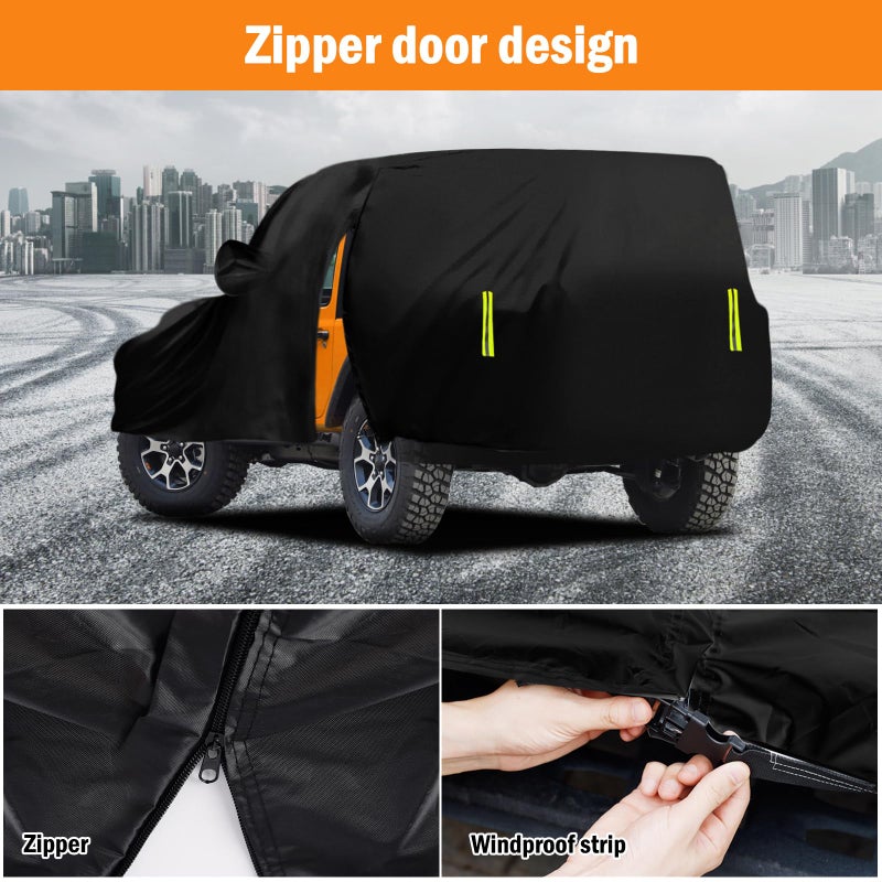 Migaven Waterproof Car Cover for Jeep Wrangler 2 Door 1987-2025 JK JL CJ YJ TJ Outdoor Sun Rain Snow Hail Protection with Driver Door Zipper - Image 4