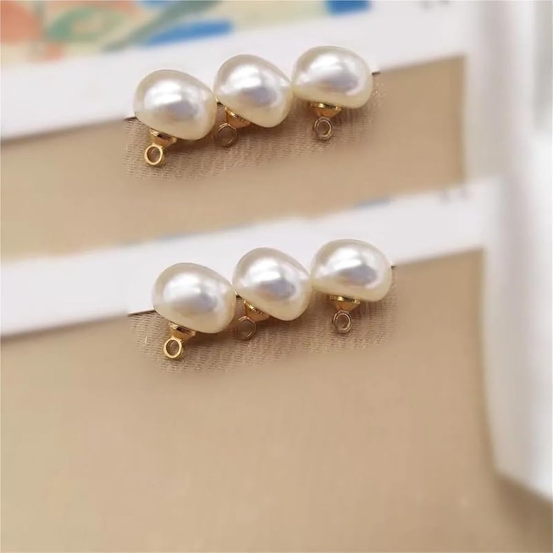 أزرار نصف مقببة من اللؤلؤ مقاس 10 مم، 100 قطعة، أزرار خياطة بيضاء مربعة للملابس والمجوهرات والأعمال اليدوية DIY - Image 3