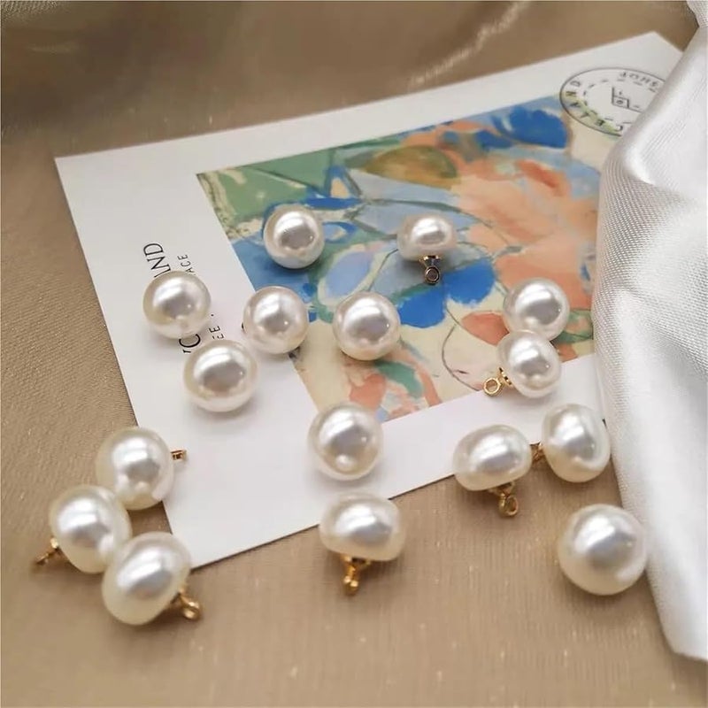 أزرار نصف مقببة من اللؤلؤ مقاس 10 مم، 100 قطعة، أزرار خياطة بيضاء مربعة للملابس والمجوهرات والأعمال اليدوية DIY - Image 5