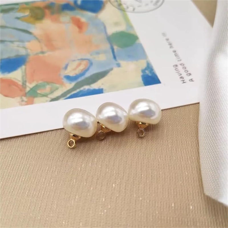 أزرار نصف مقببة من اللؤلؤ مقاس 10 مم، 100 قطعة، أزرار خياطة بيضاء مربعة للملابس والمجوهرات والأعمال اليدوية DIY - Image 4