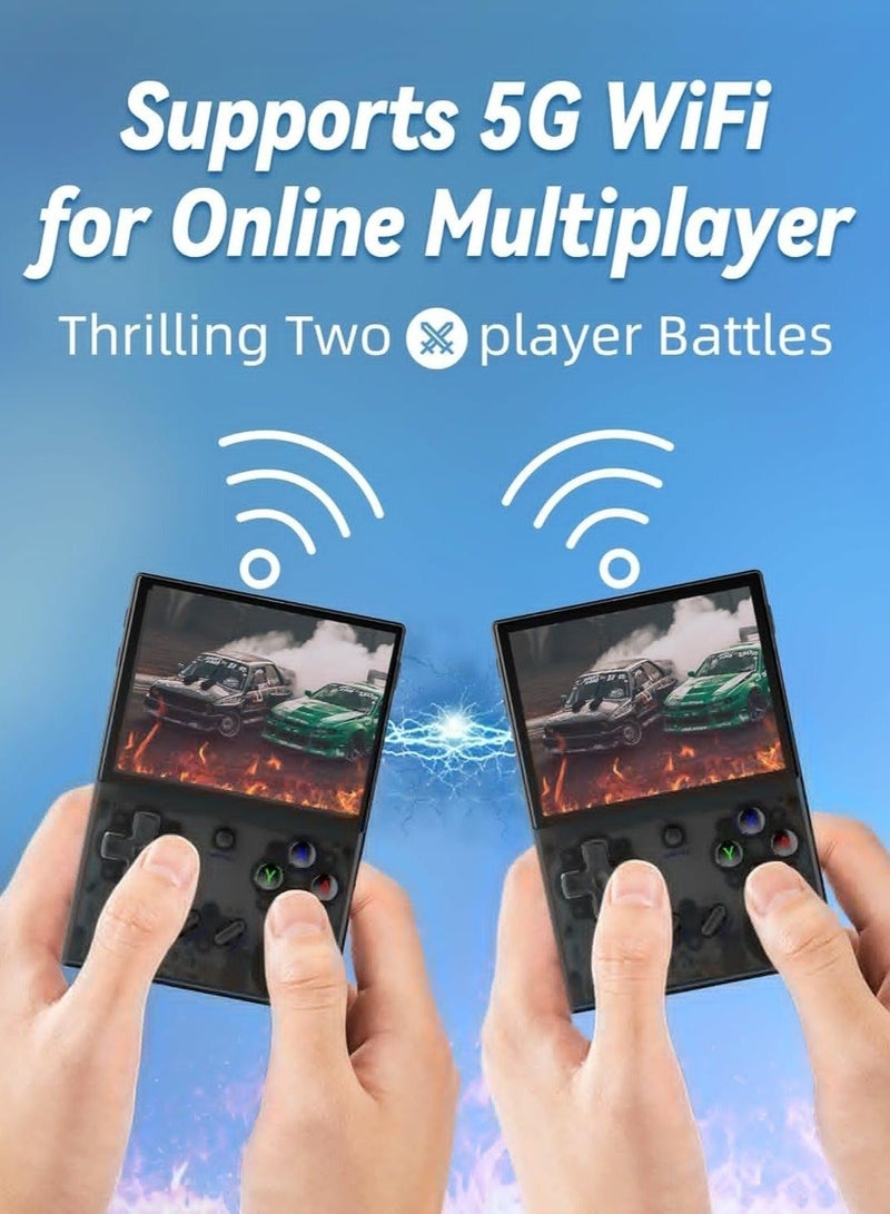 RedMapleTEK RG35XX Plus Linux Handheld Game Console, 3.5'' IPS Screen, Pre-Loaded 6900 Games, 3300mAh Battery, Supports 5G WiFi Bluetooth HDMI and TV Output (64GB, Transparent Black) - Image 2