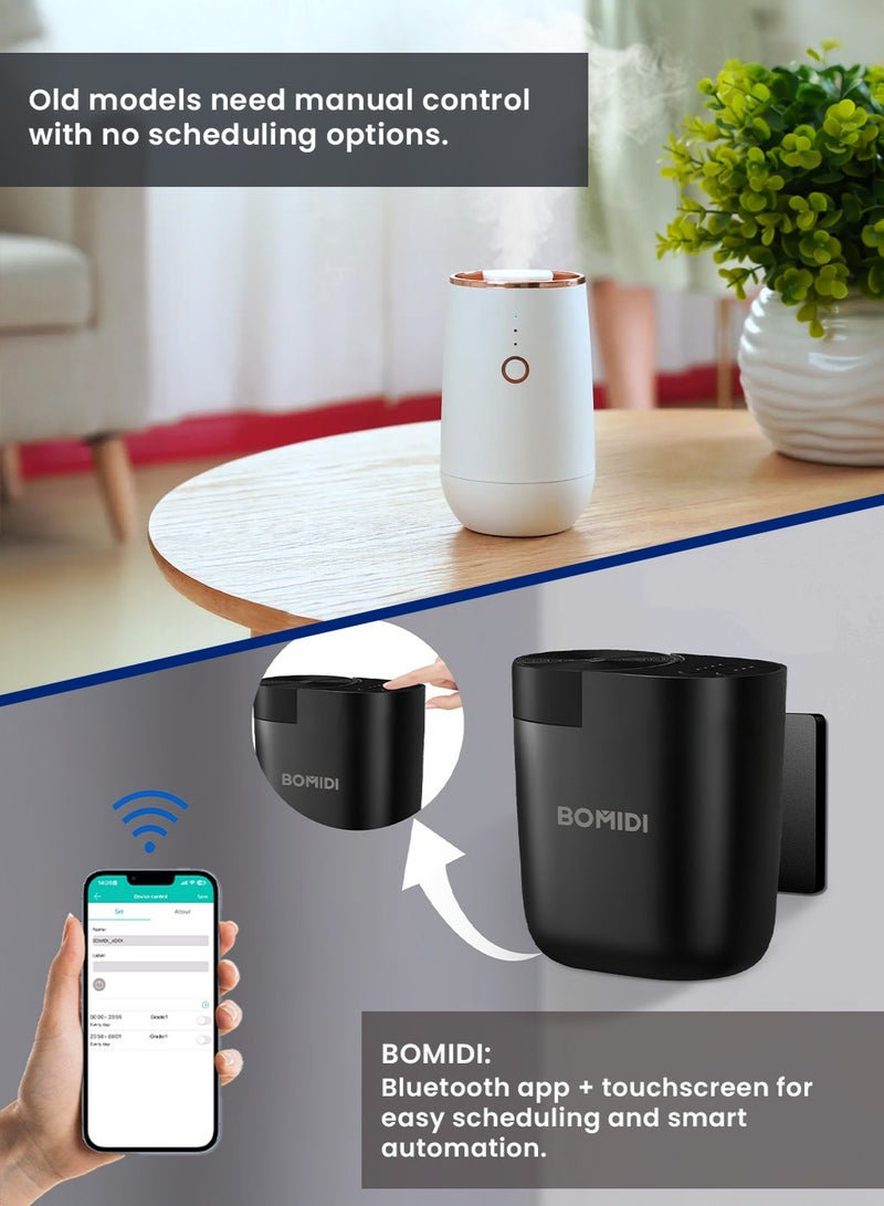 Waterless Aromatherapy Diffuser Nebulizer – 60 mL Essential Oil Diffuser for Home, Office, Spa, Yoga, Bedroom | USB & Bluetooth App Control | Venturi Air Pump, 3‑Speed Mist Modes, Ultra‑Quiet (< 41 dB), AD01-Black