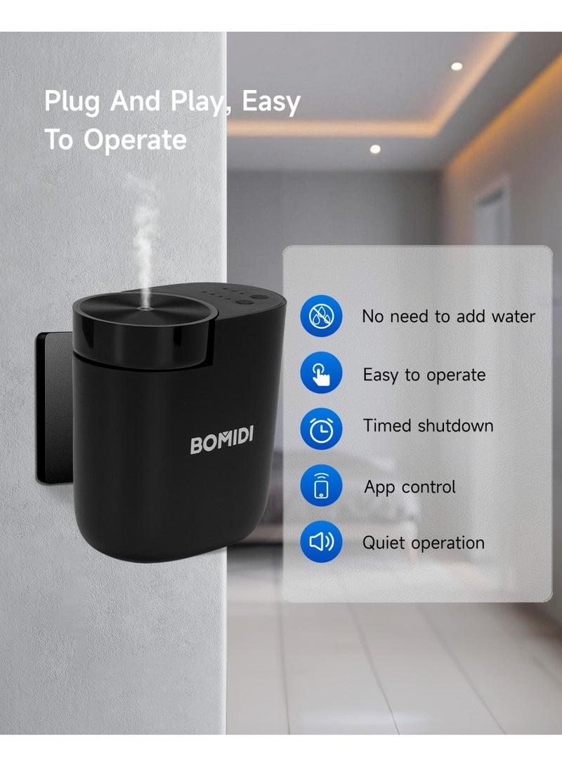 Waterless Aromatherapy Diffuser Nebulizer – 60 mL Essential Oil Diffuser for Home, Office, Spa, Yoga, Bedroom | USB & Bluetooth App Control | Venturi Air Pump, 3‑Speed Mist Modes, Ultra‑Quiet (< 41 dB), AD01-Black