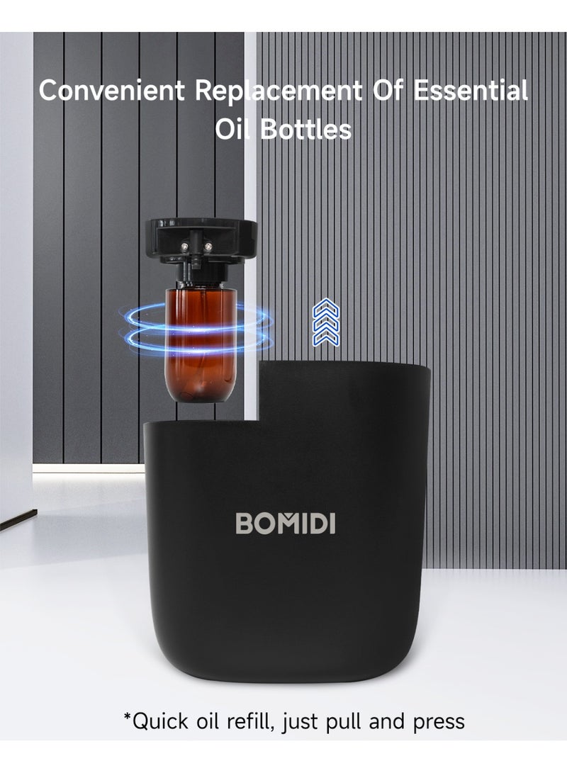 Waterless Aromatherapy Diffuser Nebulizer – 60 mL Essential Oil Diffuser for Home, Office, Spa, Yoga, Bedroom | USB & Bluetooth App Control | Venturi Air Pump, 3‑Speed Mist Modes, Ultra‑Quiet (< 41 dB), AD01-Black
