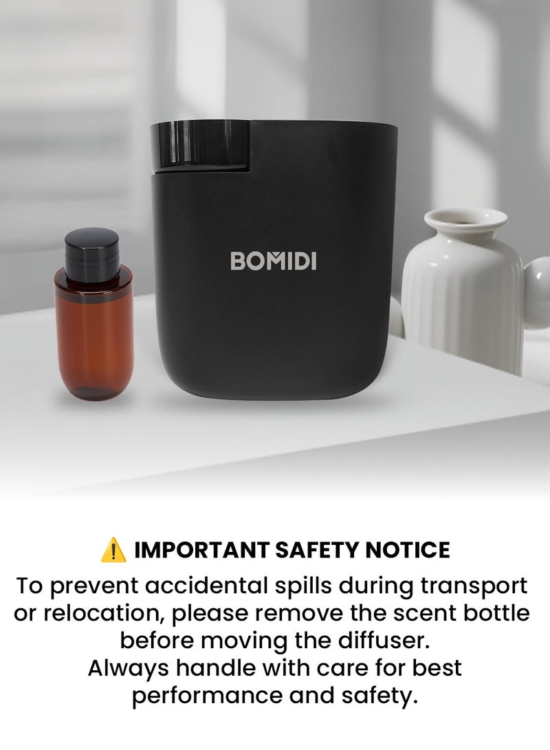 Waterless Aromatherapy Diffuser Nebulizer – 60 mL Essential Oil Diffuser for Home, Office, Spa, Yoga, Bedroom | USB & Bluetooth App Control | Venturi Air Pump, 3‑Speed Mist Modes, Ultra‑Quiet (< 41 dB), AD01-Black