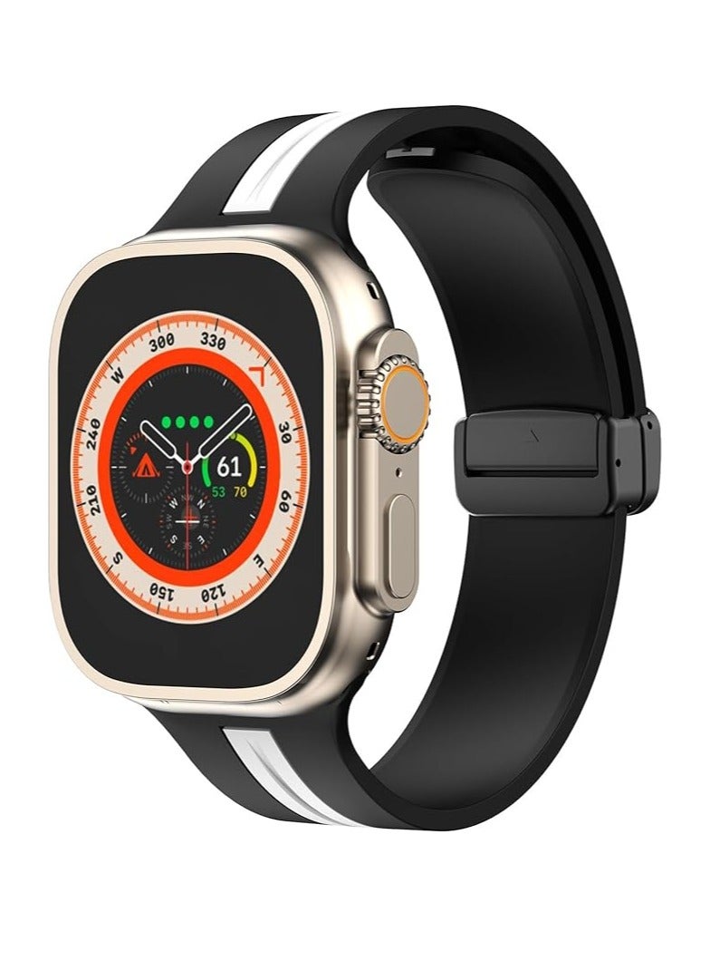 Silicone Magnetic Strap for Apple Watch Ultra Band 49mm 45mm 44mm 42mm Men/Women, Soft Sport Silicone Replacement Wristband Strap for iwatch Series 9/8/7/6/5/4/3/2/SE/Ultra2 - Image 1