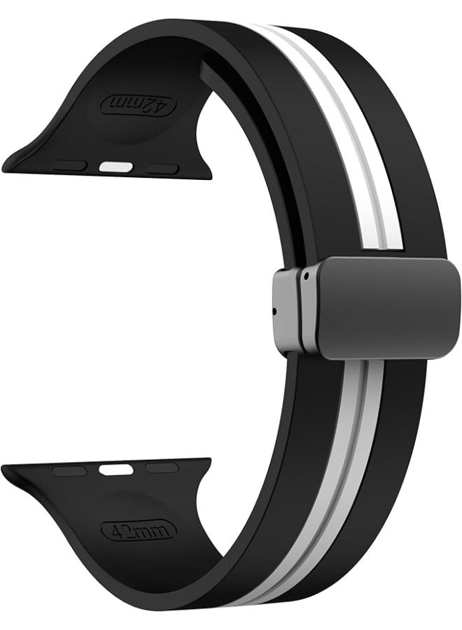 Silicone Magnetic Strap for Apple Watch Ultra Band 49mm 45mm 44mm 42mm Men/Women, Soft Sport Silicone Replacement Wristband Strap for iwatch Series 9/8/7/6/5/4/3/2/SE/Ultra2 - Image 3