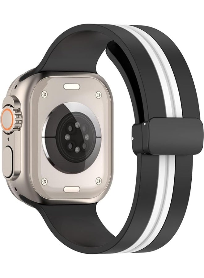 Silicone Magnetic Strap for Apple Watch Ultra Band 49mm 45mm 44mm 42mm Men/Women, Soft Sport Silicone Replacement Wristband Strap for iwatch Series 9/8/7/6/5/4/3/2/SE/Ultra2 - Image 5