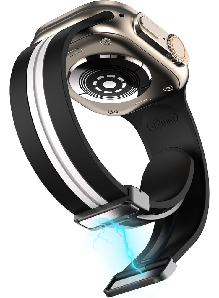 Silicone Magnetic Strap for Apple Watch Ultra Band 49mm 45mm 44mm 42mm Men/Women, Soft Sport Silicone Replacement Wristband Strap for iwatch Series 9/8/7/6/5/4/3/2/SE/Ultra2 - Image 4