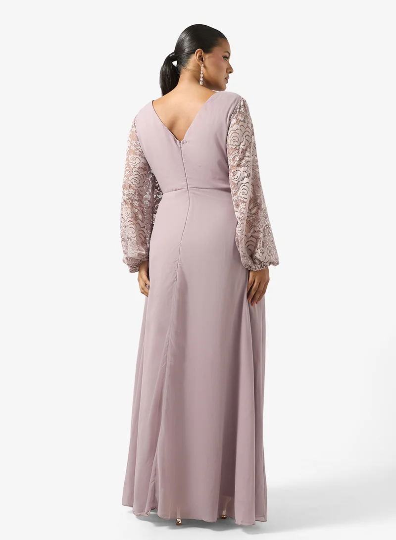 Ella Plus Floral Sleeve A-line Dress