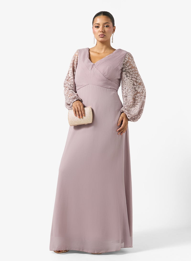 Ella Plus Floral Sleeve A-line Dress - Image 4