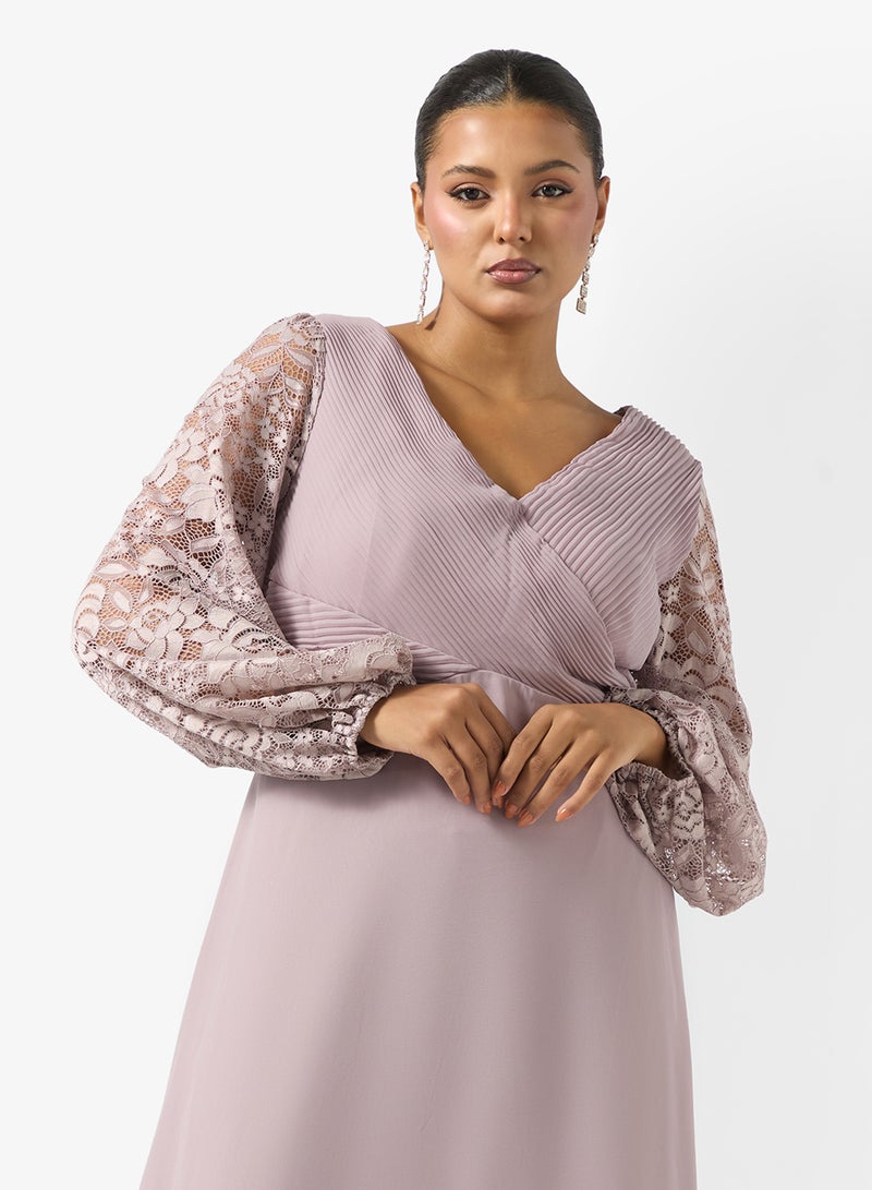 Ella Plus Floral Sleeve A-line Dress - Image 3