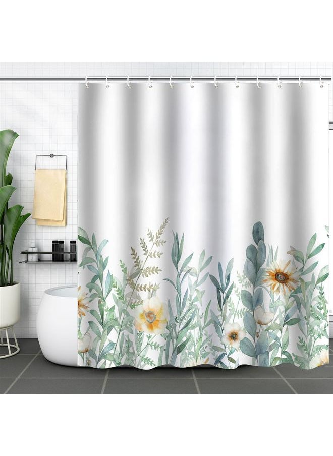 Bluejw Polyester Shower Curtain  Explosions Flowers And Plants Watercolor Bathroom Four-piece Dry And Wet Separation Isolation Waterproof Bath  - Image 1